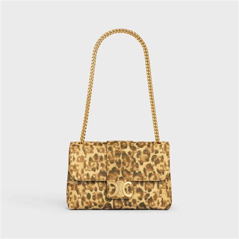 Medium Celine Victoire Bag in Triomphe Canvas with leopard print